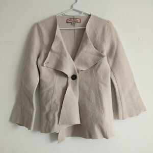 Beyond Threads Cardigan Sweater Women S Beige Origami Asymmetrical Alpaca Luxury